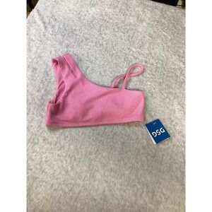 DSG Girls XL Asymmetric Swim‎ Top Bubble Pink Textured One Shoulder Bikini New